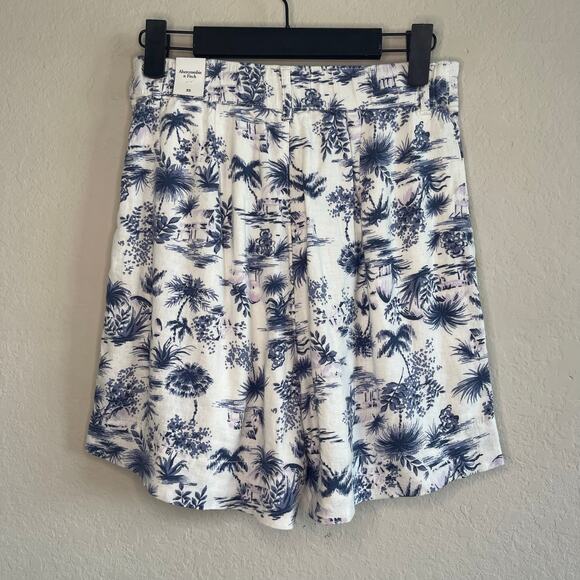 Abercrombie & Fitch Linen Blend Tropical Print Tailored Shorts NEW - Size XS - Picture 5 of 8